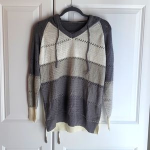 NWOT Knit  Striped Hooded Pullover Size Large